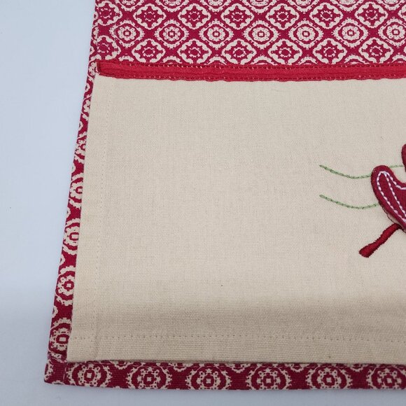Fall Kitchen Towel Red & Beige With Leaf & Acorn Applique 16"x26" - Picture 5 of 9